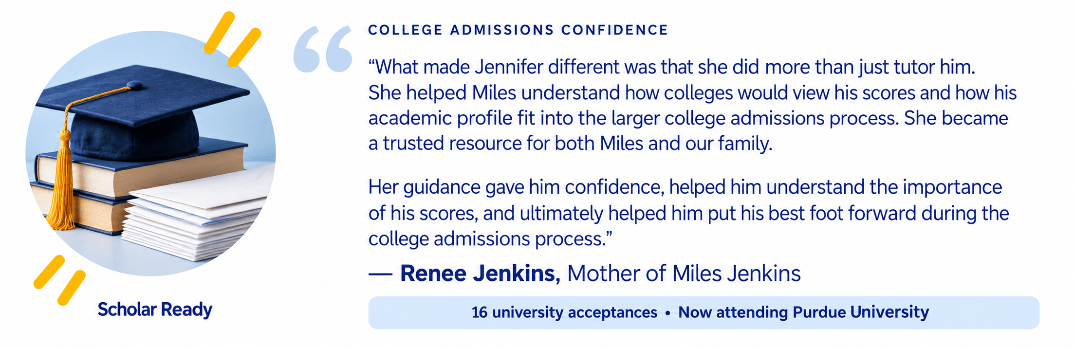 College admissions confidence testimonial